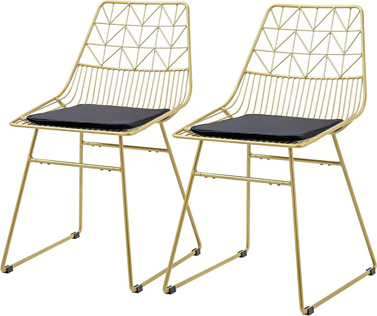 Set van 2 Goudkleurige Eetkamerstoelen met Comfortabel Design
