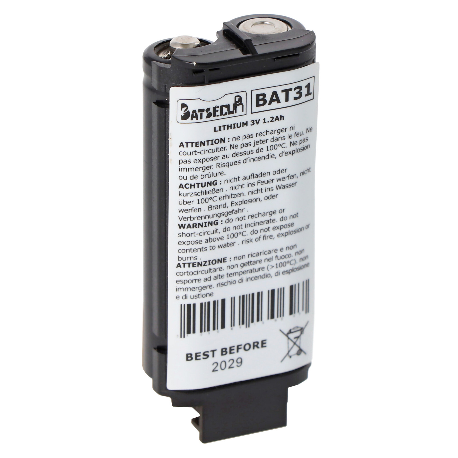 AccuCell LiMnO2 reservebatterij 3V 1200mAh vervanging voor Daitem BATLi31