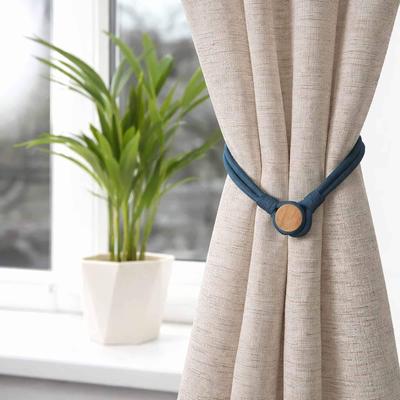 Evideco Magnetic Curtain Tiebacks Double Braided Cord with Wooden Tips