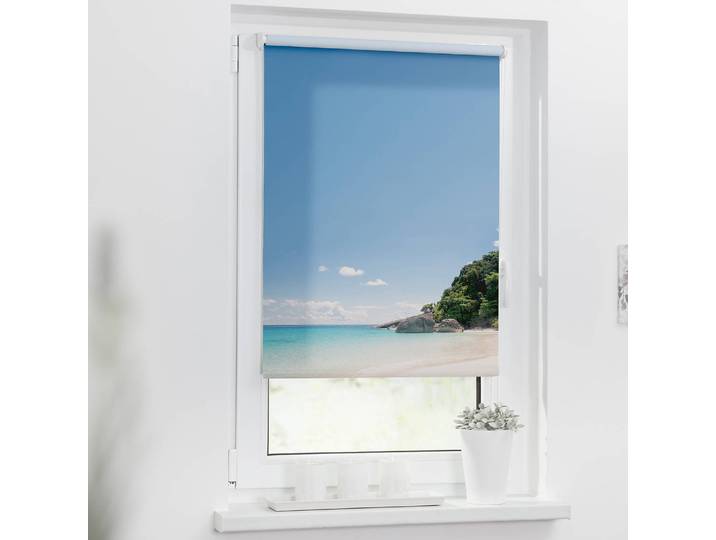 Klemmfix Rollo Südseeinsel 45 x 150cm Blau