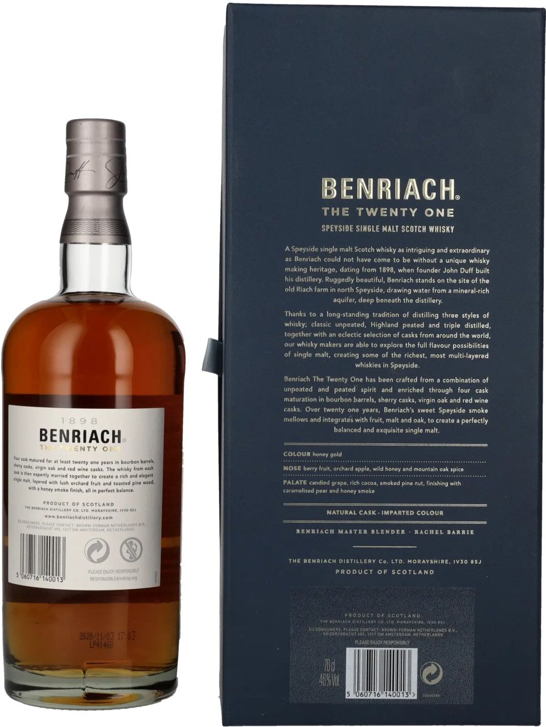 The BenRiach 21 Years Old Four-Cask Maturation 46% Vol. 0,7l in Geschenkbox