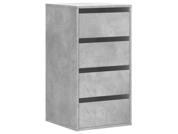 LMTYOENFG Kommode Betongrau 40x41x76 cm Holzwerkstoff mit 4 Schubladen Kompakter Beistellschrank in Betongrau für Schlafzimmer und Flur, pflegeleicht mit Wandbefestigung für Stabilität.