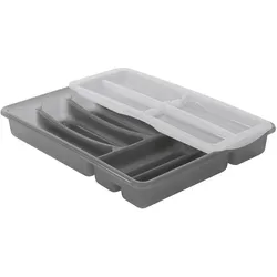 6x Rotho Basic, Besteckkasten, Grau