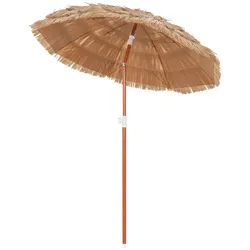 COSTWAY Hawaii-Strandschirm Stroh-Neigeschirm für den Garten, höhenverstellbar, UV-Schutz, Strohschirm