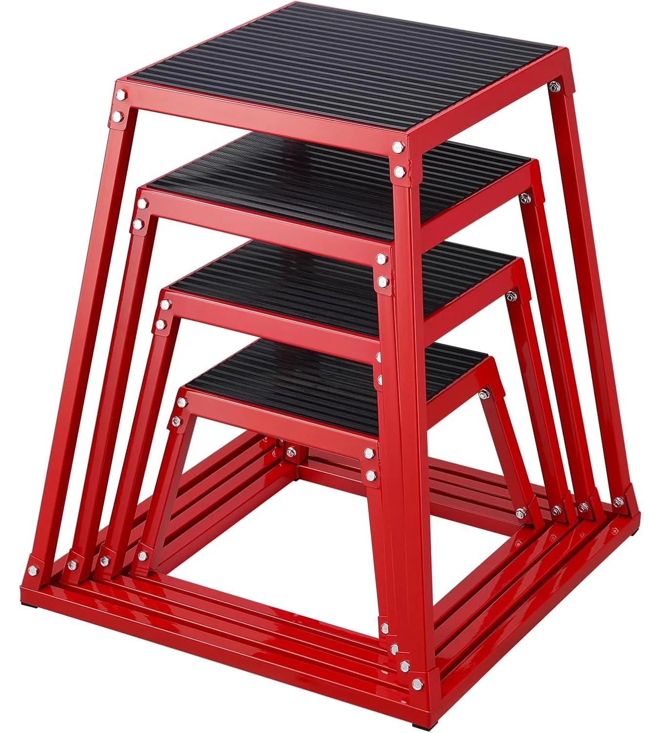 Plyo-Box aus Stahl - Step-up-Plattform - Rutschfest - Heavy-Duty - 4 Höhen 30/46/61/76 cm - Krafttraining - Bein- und Sprungtraining