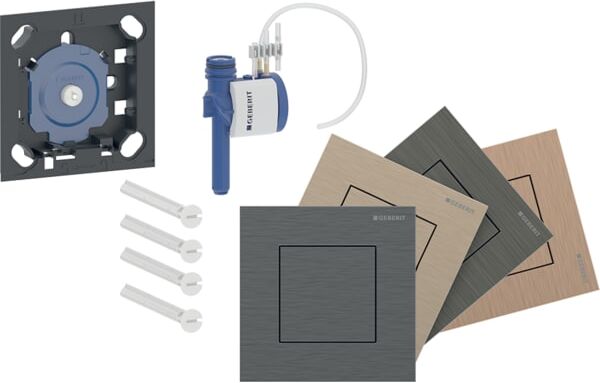 Commande d'urinoir Geberit Type 40 004781002, actionnement pneumatique de chasse d'eau, carrée, galvanisée