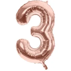 Folienballon "3", rosé, 86 cm