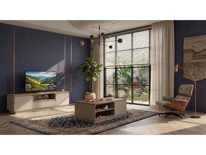 Xlmoebel Wohnwand Beiges Wohnzimmer-Set mit modernem TV-Schrank und Couchtisch, Made in Europa