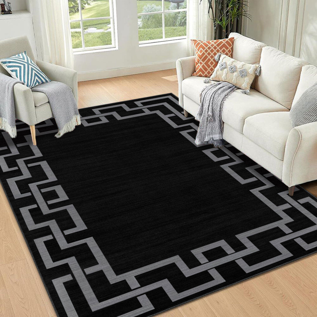 Fairmont Park Modern Printed Area Rugs Soft Durable Non-Slip Carpet NICO BLACK Rectangle 160 x 300 cm