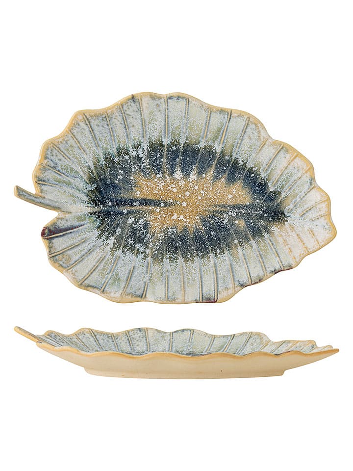 Bloomingville Servierplatte "Dorreen" in Blau/ Beige - (L)31 x (B)19,5 cm - onesize