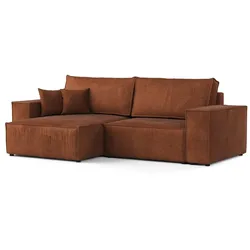 ECKSOFA CAVO mit Schlaffunktion Kupfer im Wind Stoff