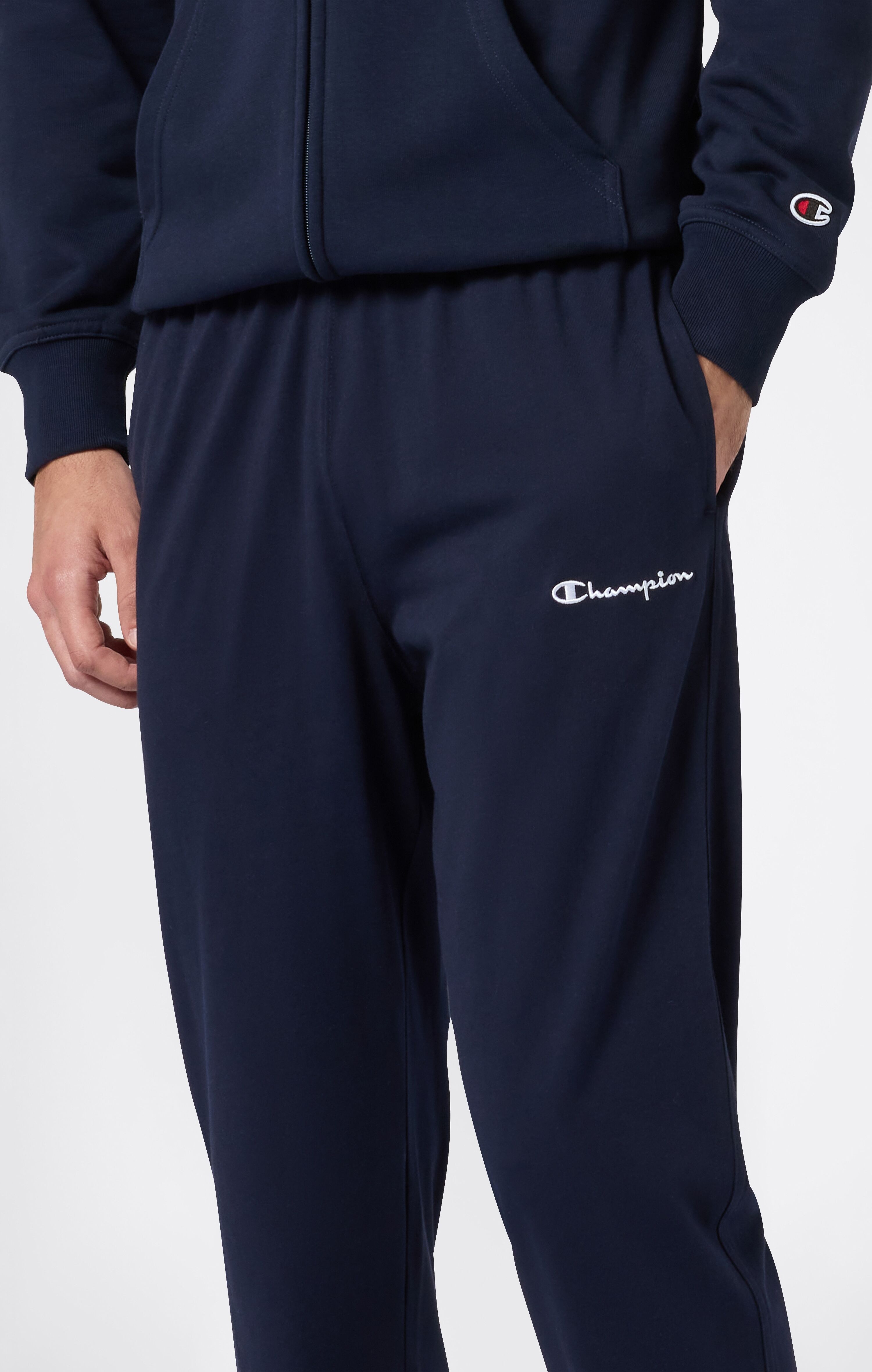 Jogginghose CHAMPION "SPORTWEAR OPEN HEM PANTS Standard Fit Heavy Jersey", Herren, Gr. XXL, N-Gr, blau (nny), Jersey, Obermaterial: 100% Baumwolle, unifarben, Basic lang, Hosen Jogginghose, aus Baumwolle, sportlicher Stil nny XXL, N-Gr