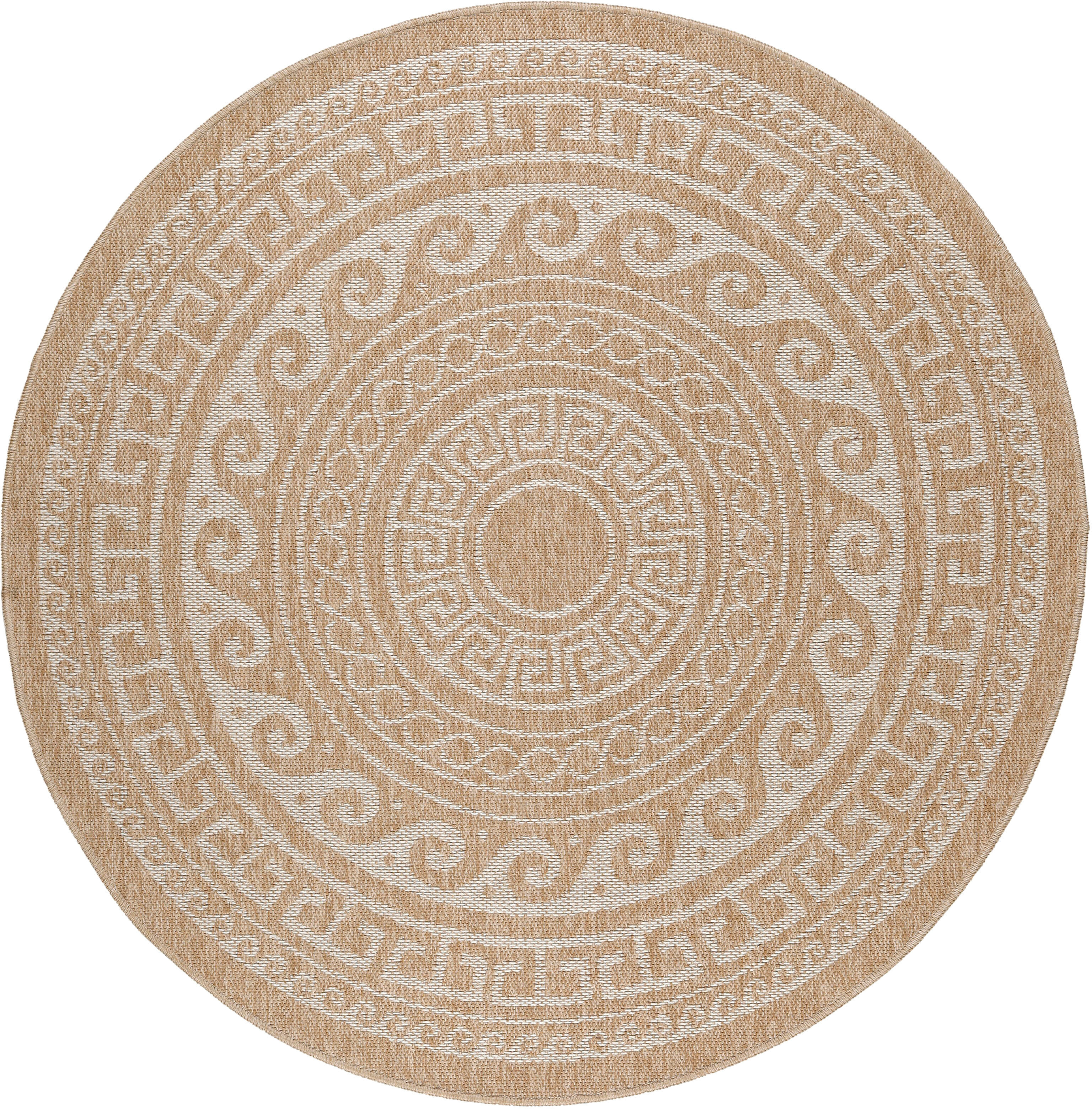 Outdoorteppich AYYILDIZ TEPPICHE "COMILLA 0887", beige, H:5mm Ø:120cm, Polypropylen, Teppiche, Outdoorteppich, Pflegeleicht / Strapazierfähig / In- und Outdoor geeignet beige Ø 120cm 1 Stk., 5mm, Ø 120cm