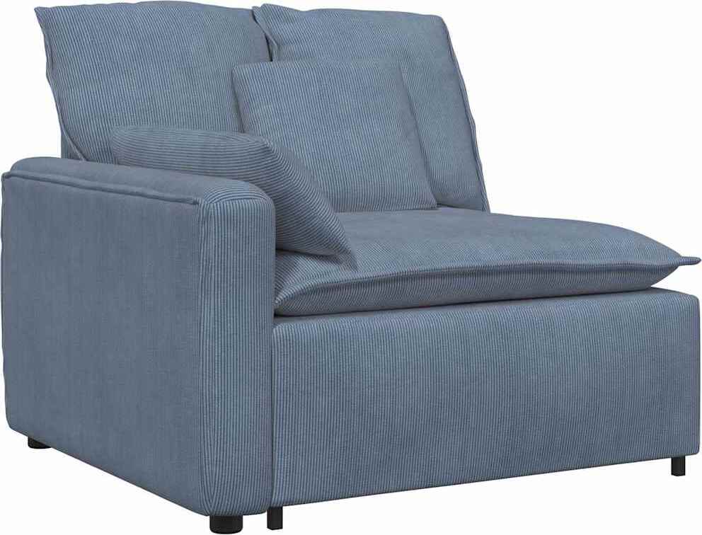 Modulares Sofa Endmodul mit Armlehne Kissen Blau 100 cm