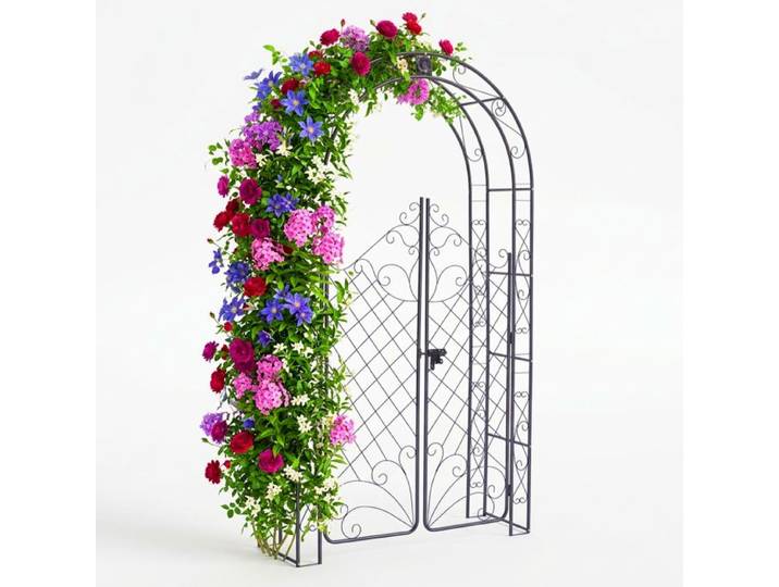 Relaxdays Arche noire pour rosiers avec porte