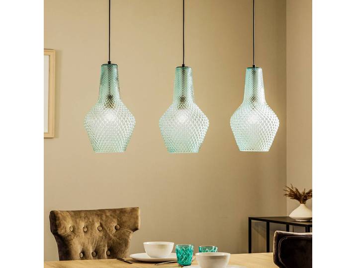 Glazen hanglamp Drakar, dimbaar, blauw, Woon-/ Eetkamer, Glas, Vintage, hanglamp