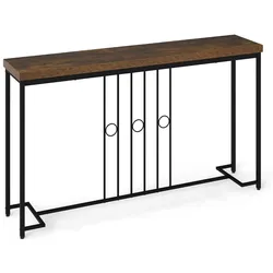Helloshop26 - Industrieller Konsolentisch aus rustikalem Metall und Holz 140 x 30 x 81 cm schicker minimalistischer Stauraum aus 20_0021042