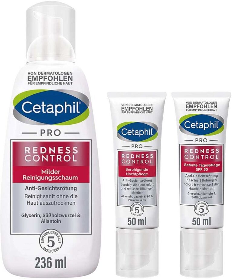 Cetaphil Pro Rednesscontrol Reinigungsschaum + Tagespflege + Nac 1Set