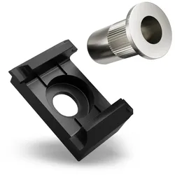 10x Qualinos Universal-Klemmbock Schwarz (9005) flache Rückseite und V2A Nietmutter M8 Ersatzteil-Set