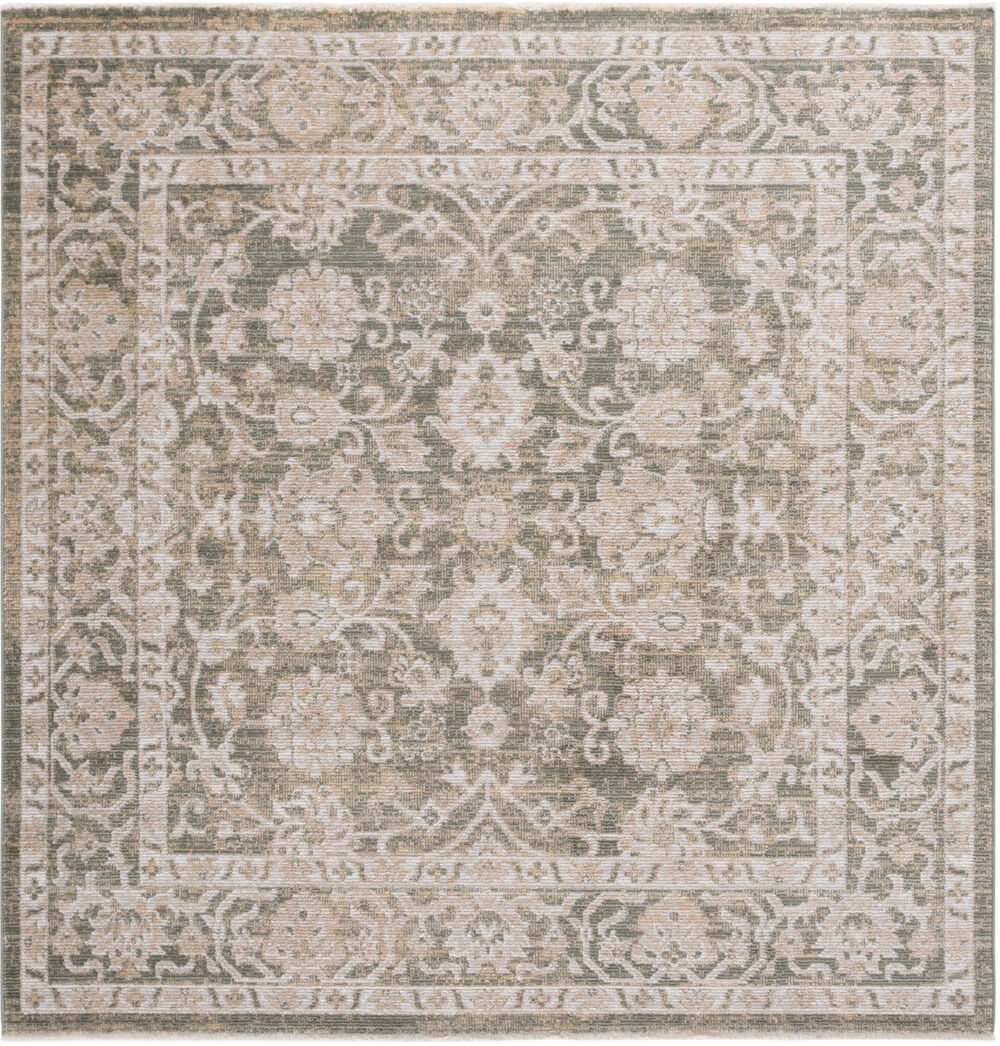 Bloomsbury Market Vintage Look Area Rug Green / Beige Round 183 X 183