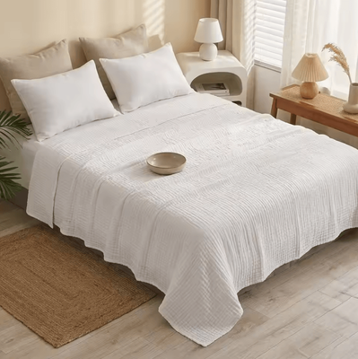 Inspire Curations Premium 6 Layer Muslin Cotton Summer Blanket white 150x200cm