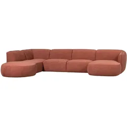 Sofa Polly U-Form Webstoff, modern und großzügig, links, Rosa, bequem für 5–6 Personen