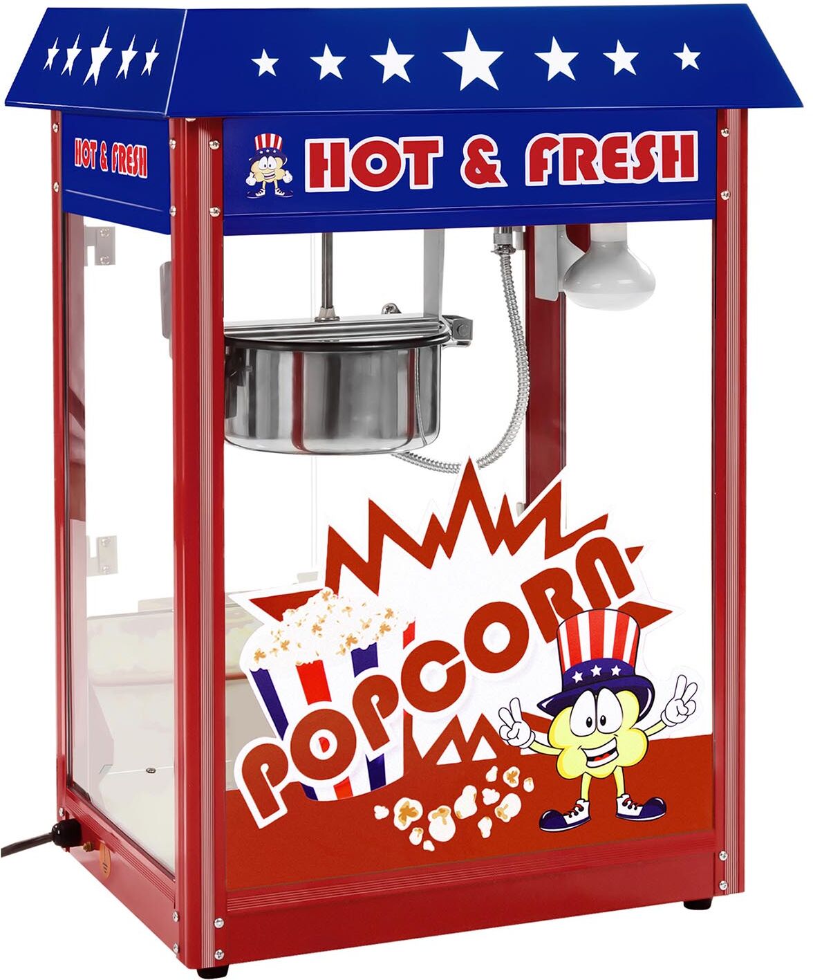 Popcornmaschine - 5 kg/h - 1500 W - USA-Design - rot - Royal Catering RCPR-16.1