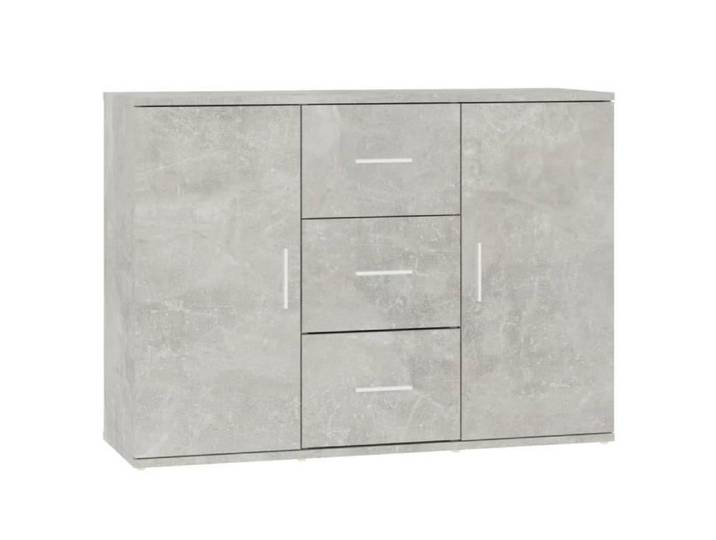 Buffet bas - CUQUE - Modèle 84399 - Gris béton - Bois d'ingénierie - 2 portes 3 tiroirs