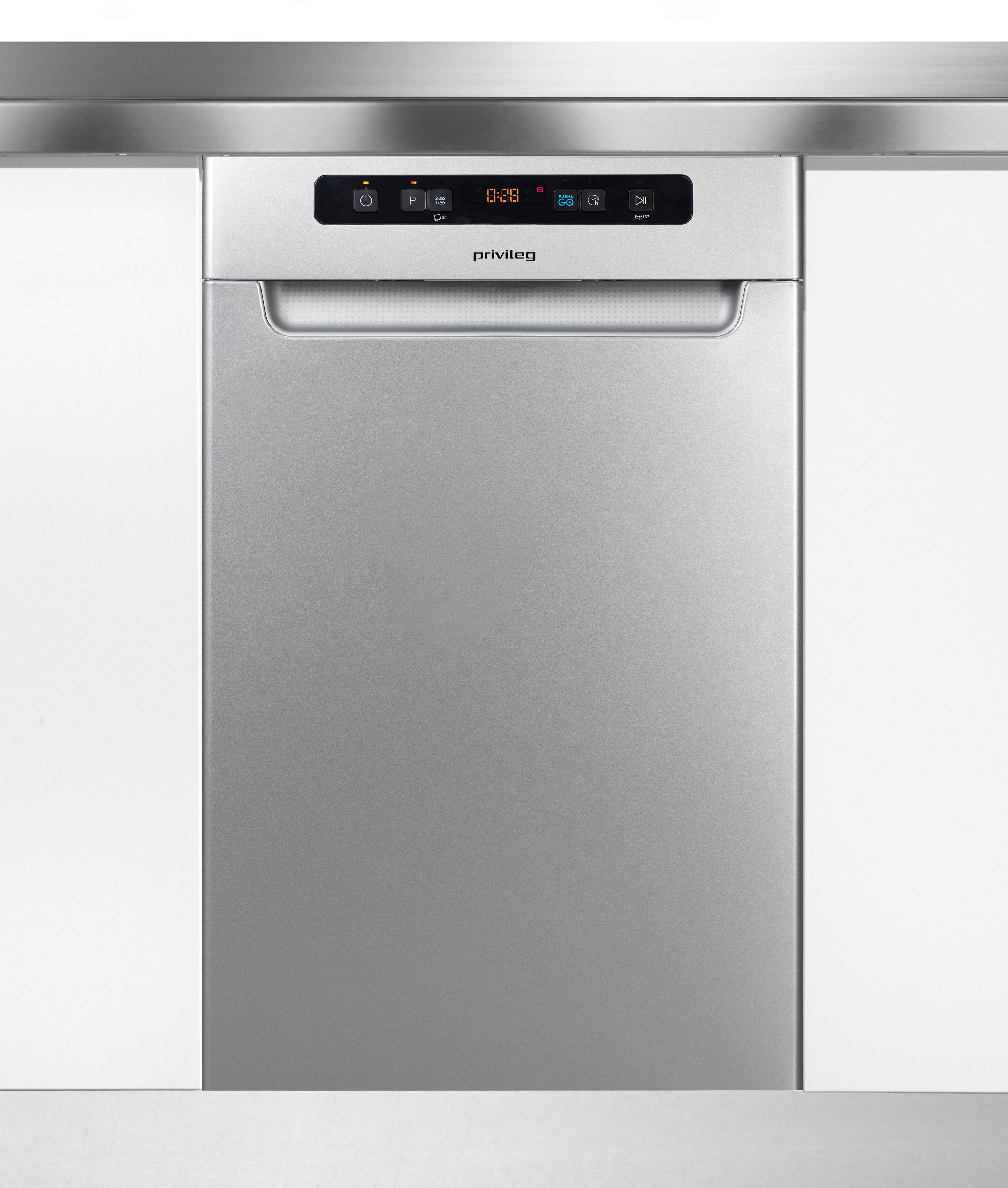PRIVILEG Unterbaugeschirrspüler "PV2UC10BS7A0S", Energieeffizienz: C, silber, B:44,8cm H:82cm T:59cm, Geschirrspüler, Rapid 30 Min. – schnelles Spülprogramm in nur 30 Minuten., Unterbaugeschirrspüler