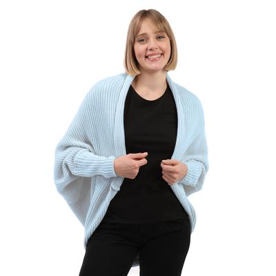 Strickjacke FELIX HARDY "Langärmelige Strickjacke aus Wollmischung mit Fledermausärmeln", Damen, Gr. M-L, blau (babyblau), 90% Polyacryl, 10% Wolle, Strickjacken Strickjacke