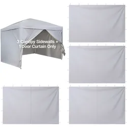 VEVOR 4x Seitenwände für Pavillon, Seitenteile für 3 x 3 m Faltpavillon, Wasserfeste Seitenplanen mit Sonnenschutz PU-Beschichtung, Seitenwand mit Reißverschlusstür für Outdoor-Events Camping, Weiß