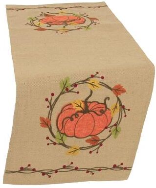 Manor Luxe Rustic Pumpkin Wreath Table Runner