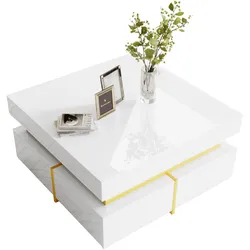 COUCHTISCH mit goldenen akzenten, 2 schubladen & kompaktes design