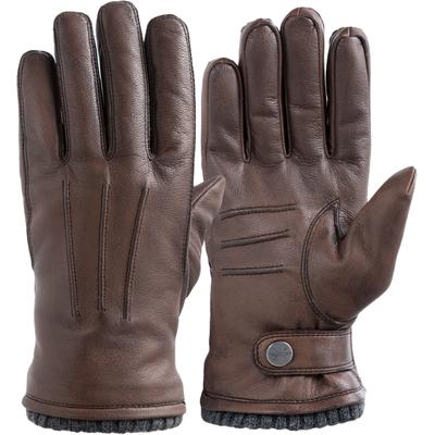 Lederhandschuhe PEARLWOOD "Newton", Herren, Gr. 8,5, braun, Ziegenleder, Handschuhe, leichte Vintage Optik durch Waxfinish