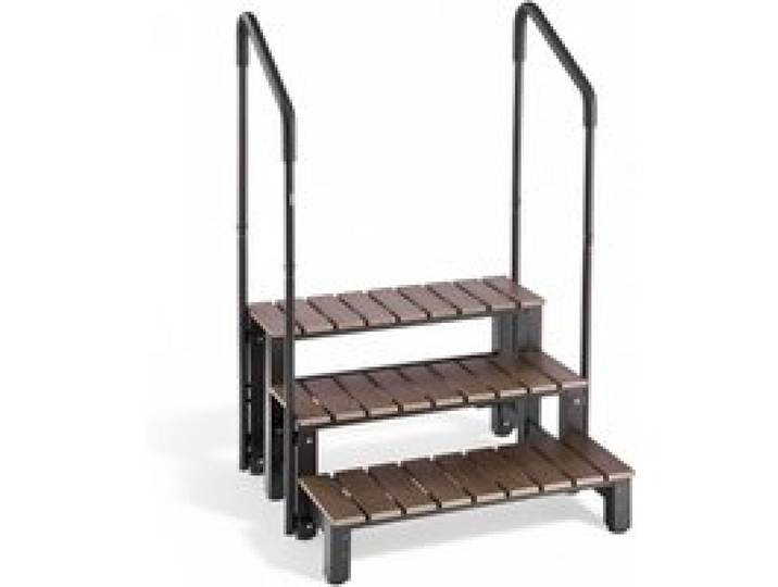 VEVOR Escalier pour Spa à 3 Marches avec Mains Courantes Capacité 250 kg, Marchepied Antidérapant, Largeur 820 mm, Structure Acier et HIPS, pour Piscine Hors-sol, Spa Gonflable, Camping-car, Terrasse
