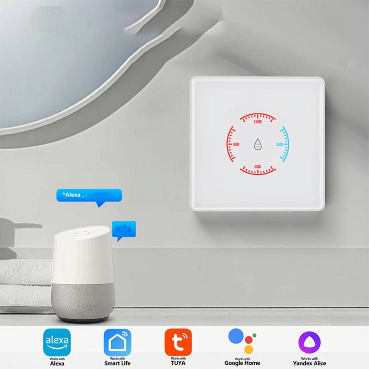 INF Intelligenter Wassererhitzer-Schalter – Sprach- und App-Fernsteuerung, Energieüberwachung, 3500w, kompatibel mit Tuya