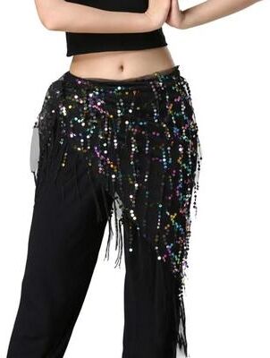 Inspired Finds Sequin Tassel Belly Dance Hip Scarf Waist Belt For Women Performance Costume colours