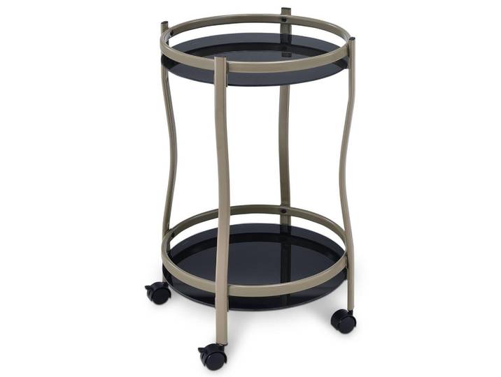 Idimex Servierwagen Vega champagne/schwarz, Champagner, Schwarz, Glas, Mode, Rund, 45x72x45 cm, Esszimmer, Servierwagen