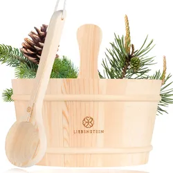 Liebenstein Sauna Eimer mit Kelle aus Kiefernholz (4L)