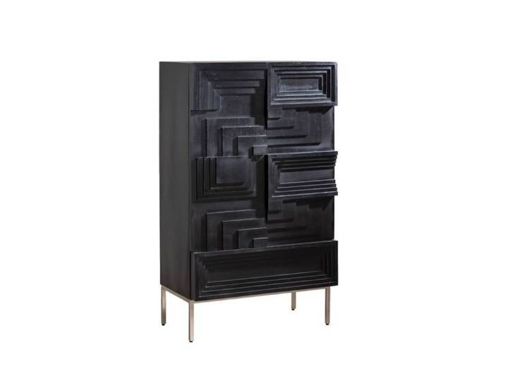 Buffet haut en bois de manguier noir Tristan