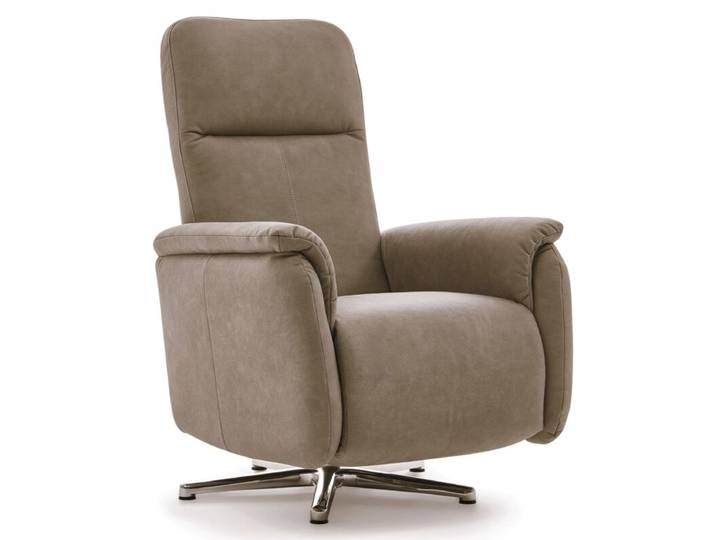 Calizza Interiors Olivin Relaxsessel manuell oder motorisch verstellbar - Microfaser Bulus 14 stone - mit Feststellhebel automatische Fußteilverstellung, automatische Rückenteilverstellung, manuelle Fußteilverstellung, manuelle Sitzteilverstellung Modern, Zeitlos