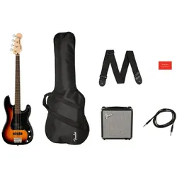 Fender Affinity Series Precision Bass PJ Pack IL 3-Color Sunburst starterset elektrische basgitaar (E-Gitarre, Indischer Lorbeer, Maple, Poplar), Gitarre, Braun