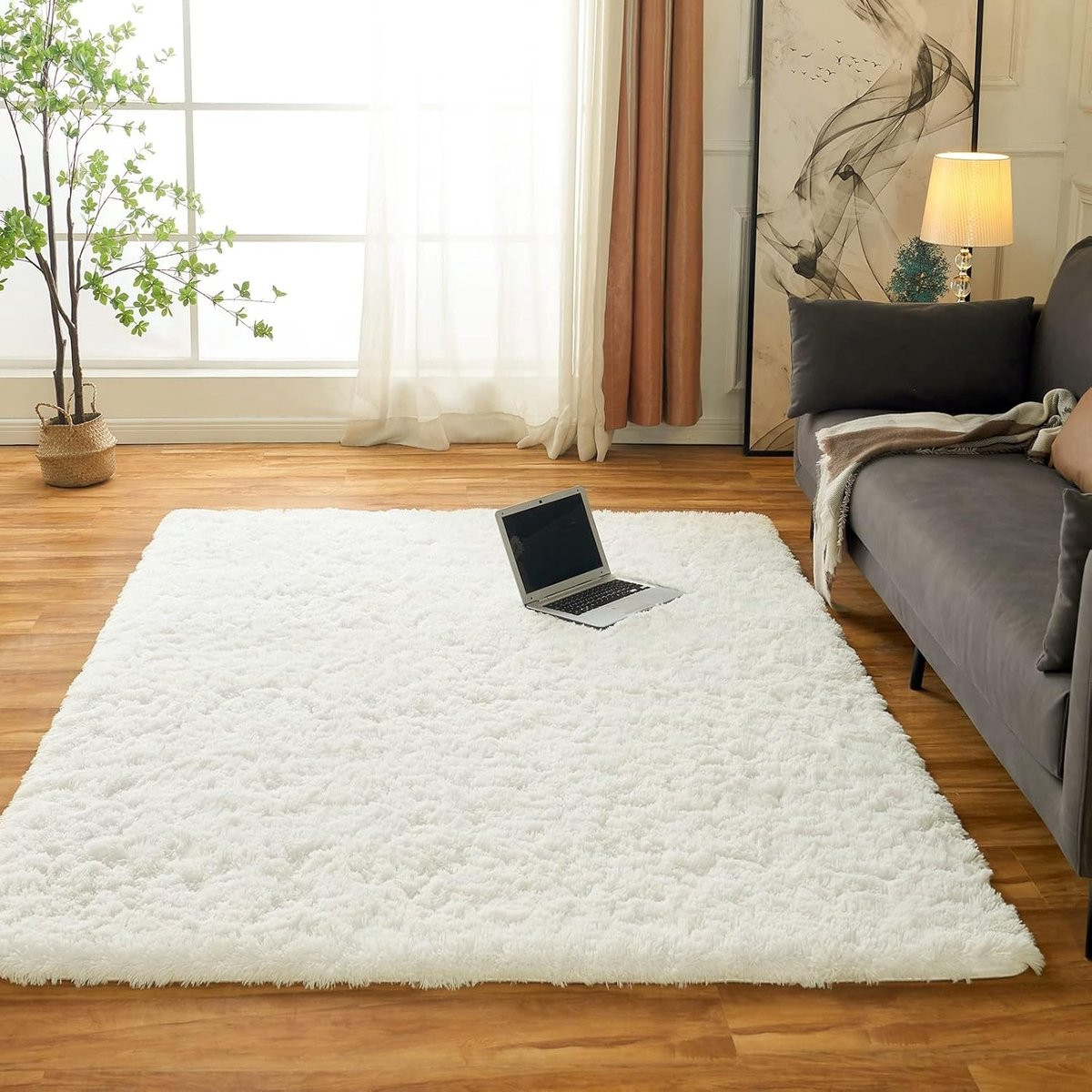 Unyqoos Hoogpolig vloerkleed ivoor met antislip voor woonkamer en slaapkamer