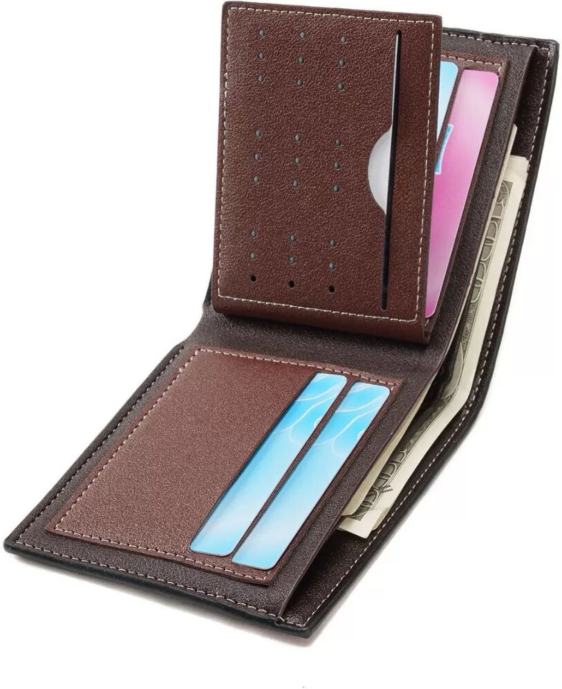 INF Kurze Herrenbrieftasche, schlanke Brieftasche mit zwei Falten und Kartenfach Schwarz