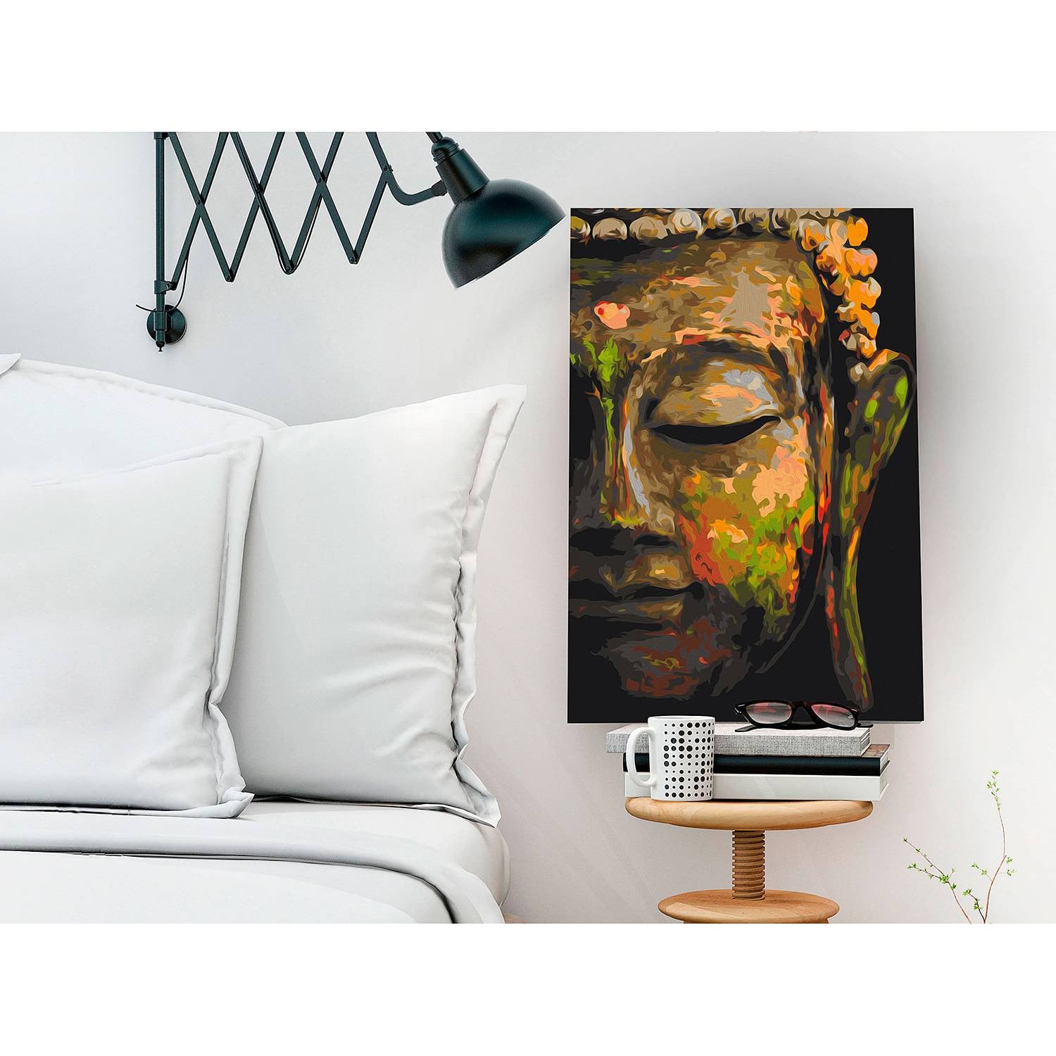 home24 Schilderen op Nummer Buddha in the Shade canvas wanddecoratie meerdere kleuren 40 x 50 cm