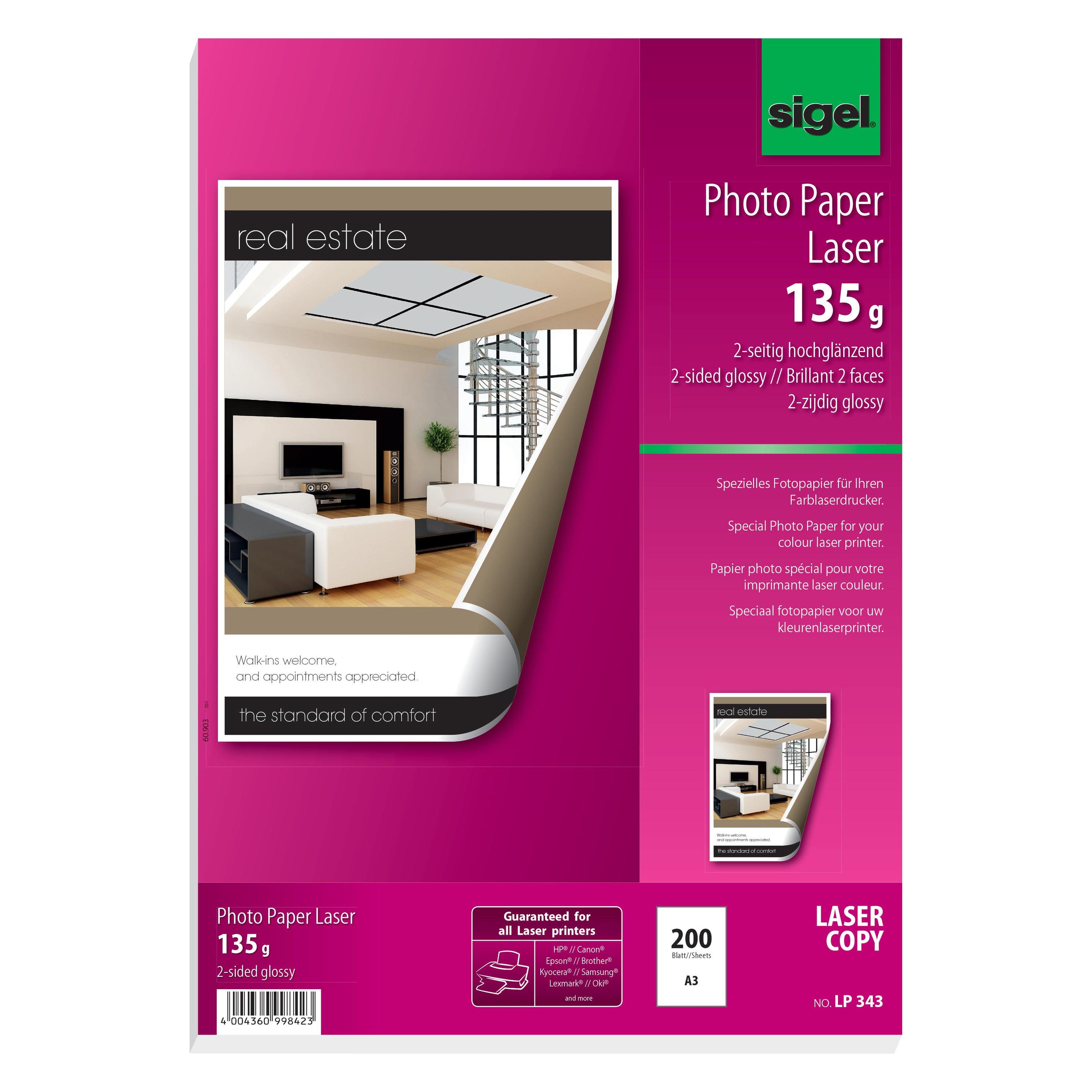 Sigel Laser Fotopapier (135 g/m², A3, 200 Stk.) (LP343)