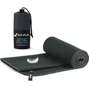 Fit-Flip Reisehandtuch Mikrofaserhandtuch, 90 x 180 cm, Mikrofaser, dunkelgrau