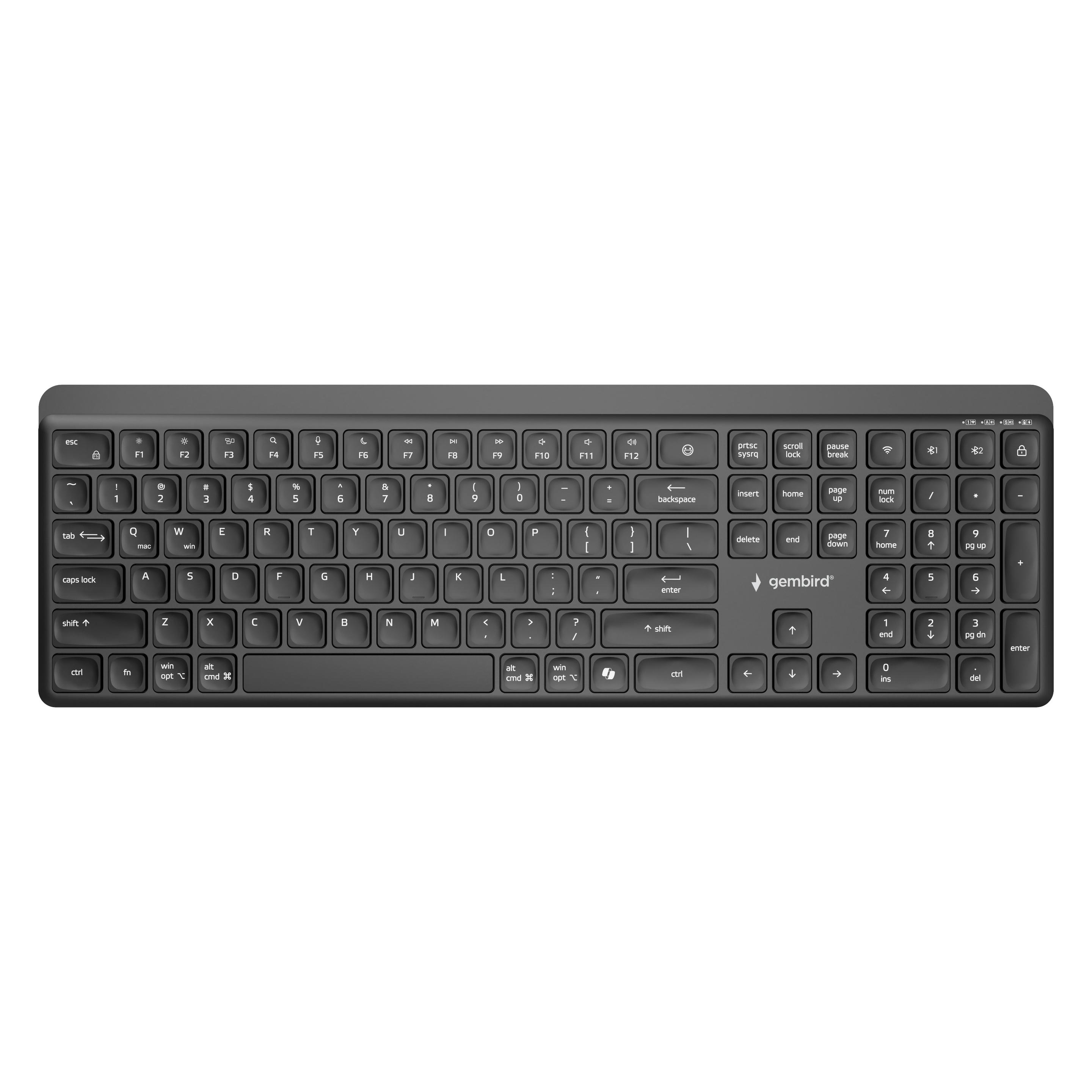 Gembird KB-WPS-03 Dual-Mode Pro-Business Slim Wireless-Tastatur 2 4 GHz + Bluetooth US-Layout (Eng. Int., Kabellos) (KB-WPS-03)