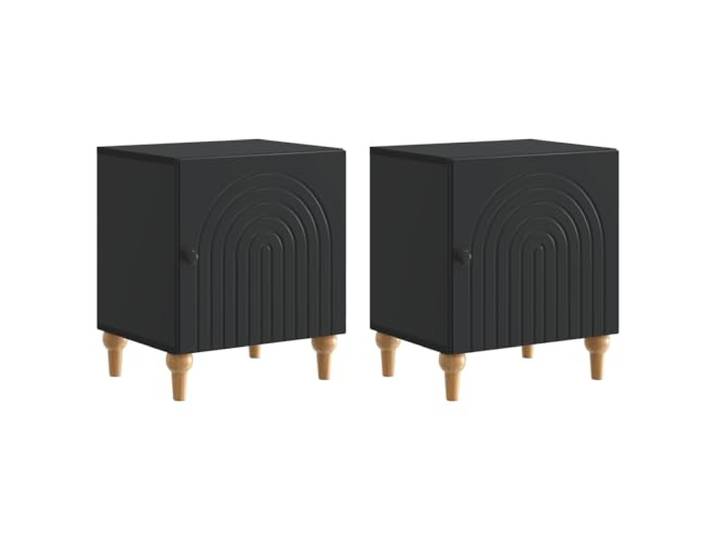 Tmriohed Nachttisch 2er Set Schwarz 43x34,5x50 cm Holzwerkstoff Schrank Kompakter Schrank mit Tür und Knopfgriff für Schlafzimmer und Wohnzimmer. Stabile Bauweise bietet praktischen Stauraum.