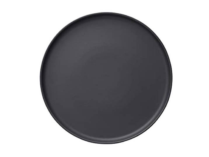 ROCKZZERO 4 Pizzateller im Set - Steingut, spülmaschinenfest und temperaturbeständig - Tellerset aus umweltfreundlichen Rohstoffen - Schwarz - 33 cm Durchmesser
